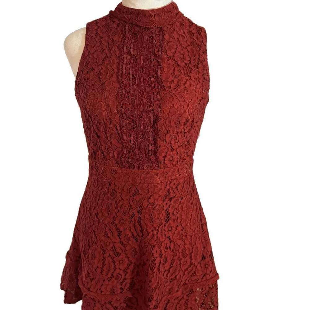 Blu Pepper Cayenne Mini Floral Lace Dress Sleeveless with Swing Skirt